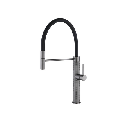 Robinet de cuisine semi-professionnel Angelica – Bec rétractable – Gris gunmetal