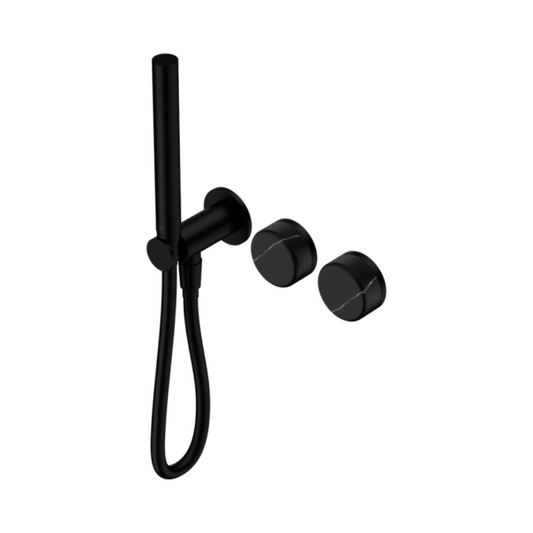 Robinet de douche encastré – Sorrento – Marquina Black – Douche à main – Sans plaque arrière – Noir mat