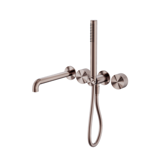 Robinet de bain encastré Valencia - Douchette à main et sortie - Sans plaque arrière - Bronze brossé