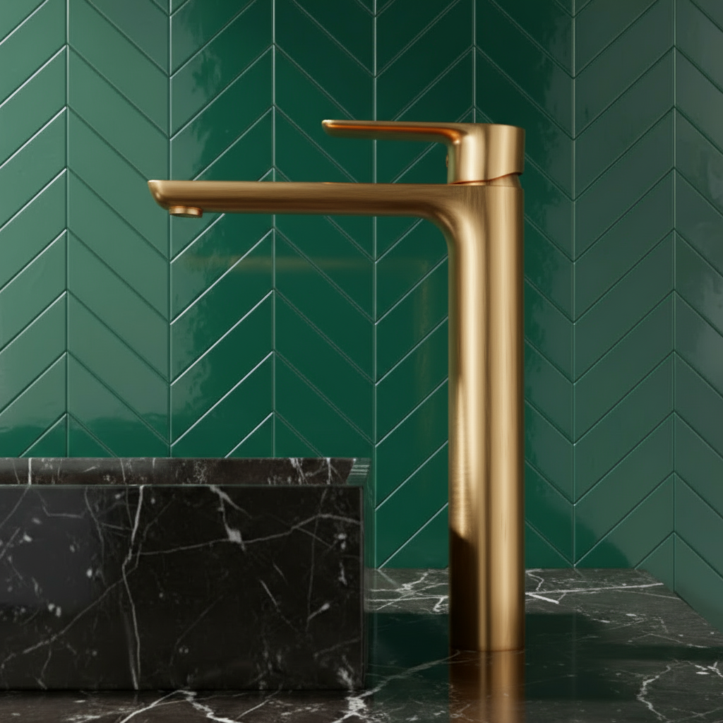 Robinet de baignoire indépendant Lisandro – Sortie d'eau en cascade – Nickel brossé