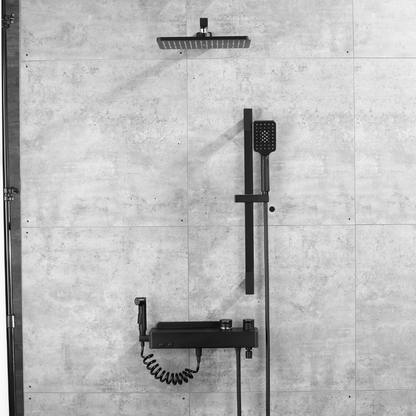 Ensemble de douche à effet pluie encastré - Bruno - Noir