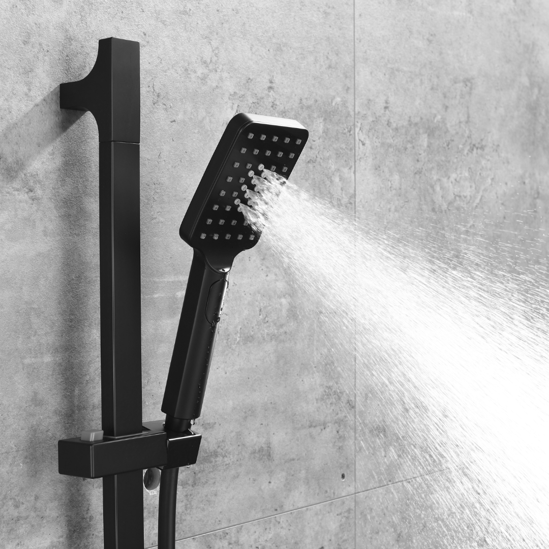 Ensemble de douche à effet pluie encastré - Bruno - Noir