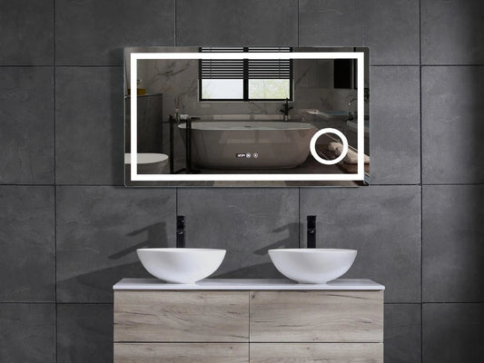 Miroir de salle de bain LED - Horloge numérique - Dante 120x70cm
