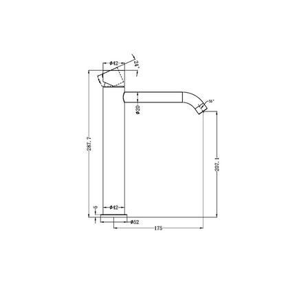 Robinet de lavabo haut Capri - Sans greepl - 1 trou - Graphite