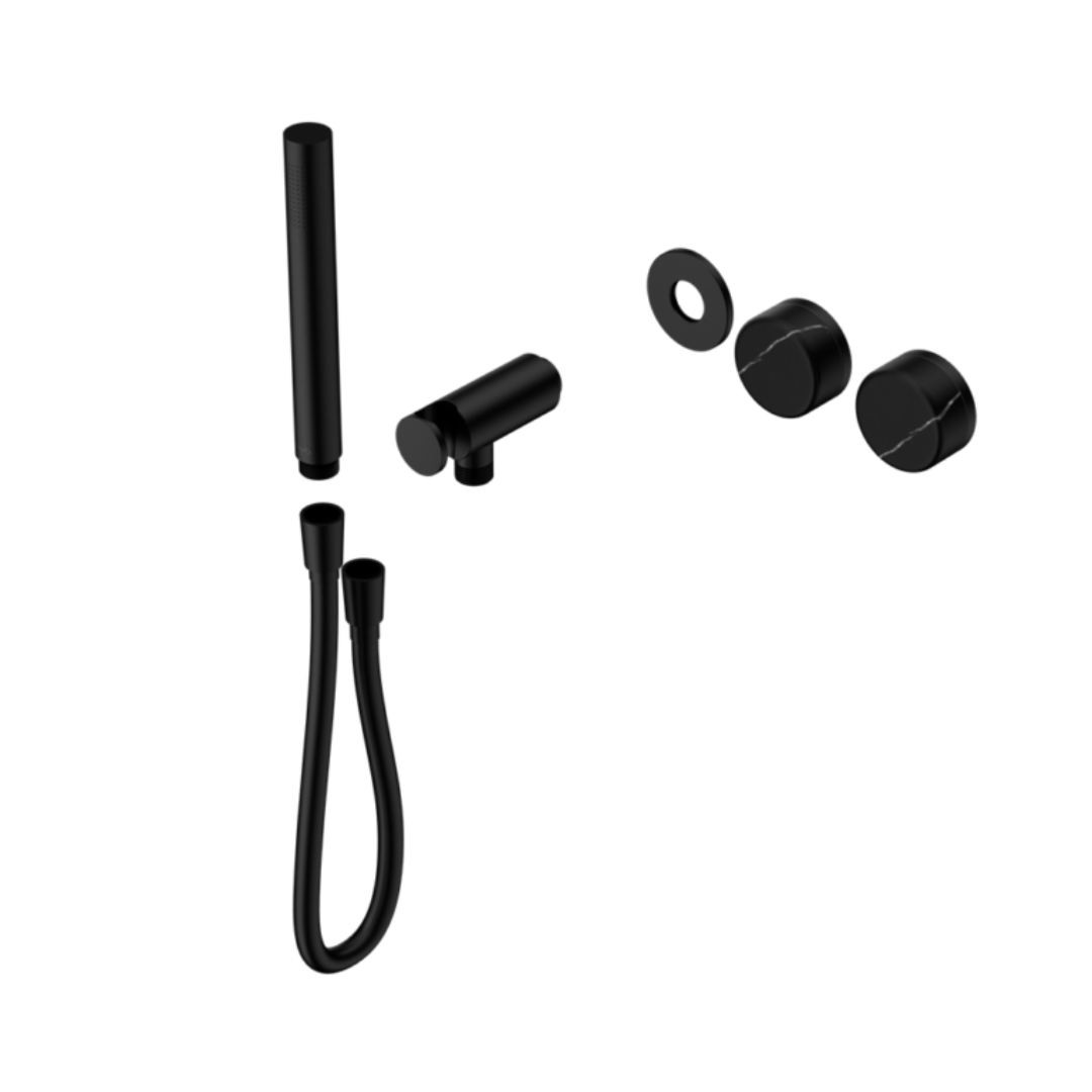 Robinet de douche encastré – Sorrento – Marquina Black – Douche à main – Sans plaque arrière – Noir mat