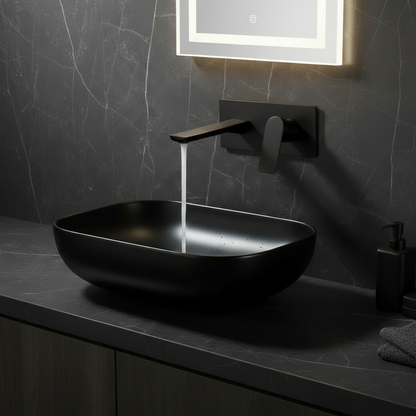 Robinet de baignoire indépendant Lisandro – Sortie d'eau en cascade – Nickel brossé