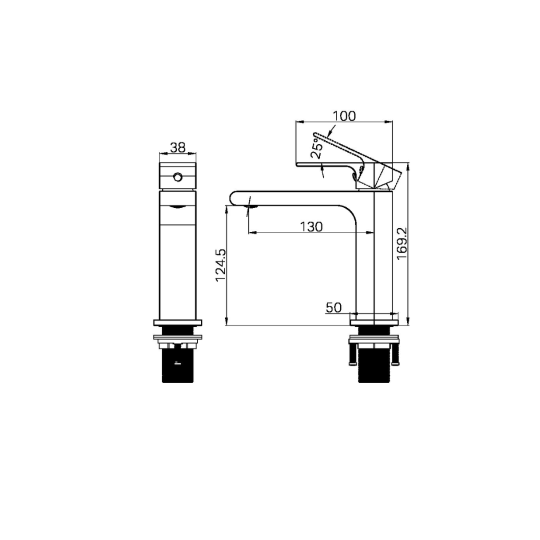 Opbouw de robinet de lavabo Portofino - 1 trou - Gris métal gun