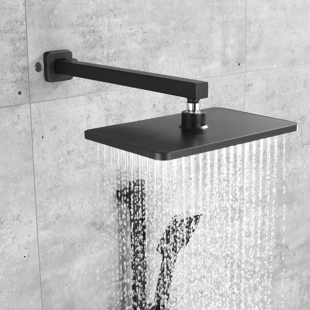 Ensemble de douche à effet pluie encastré - Bruno - Noir