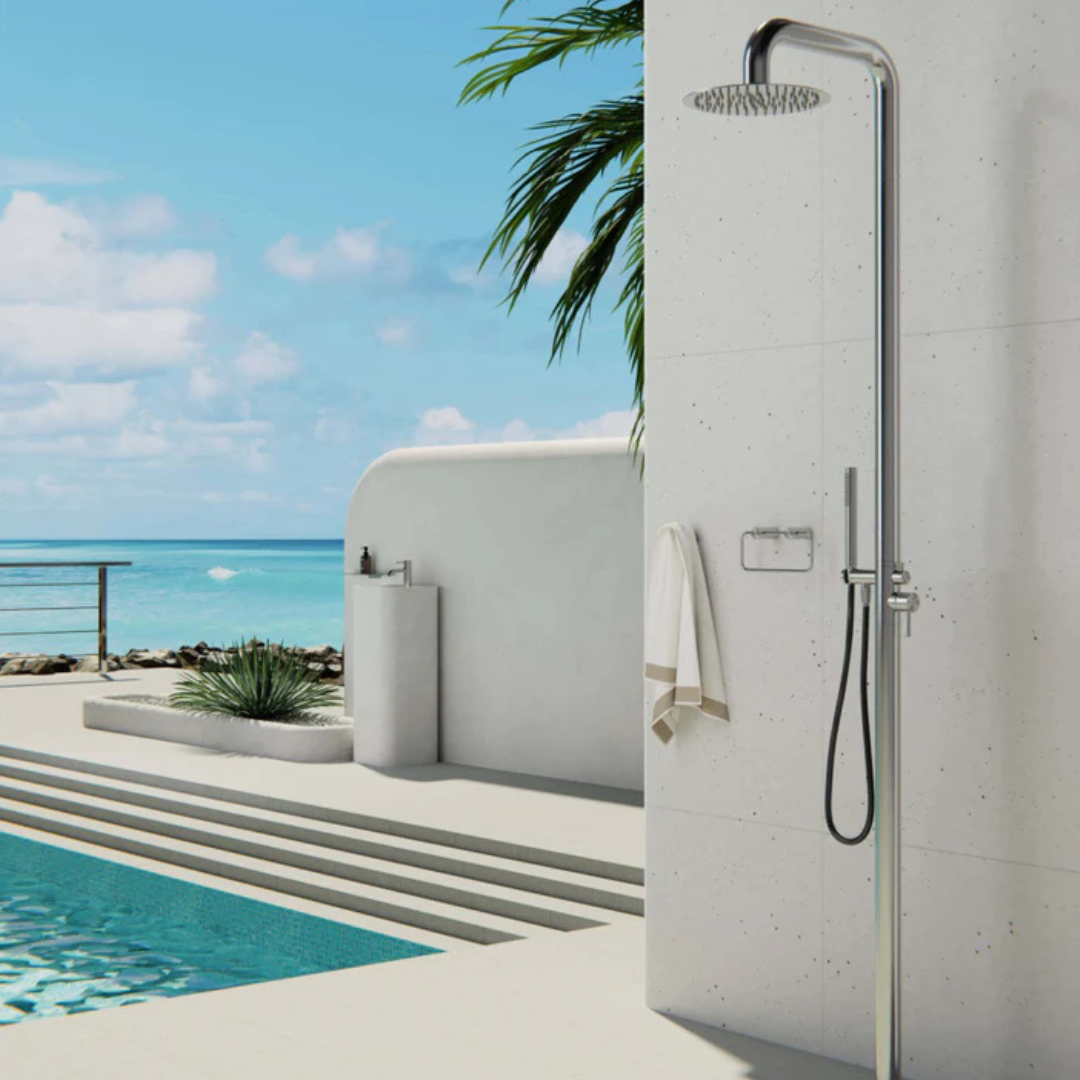 Buitendoucheset Capri – Indépendant – Douche pluie & Douche à main - Nickel brossé