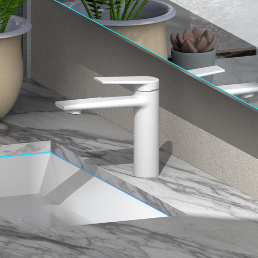 Robinet de baignoire indépendant Lisandro – Sortie d'eau en cascade – Nickel brossé