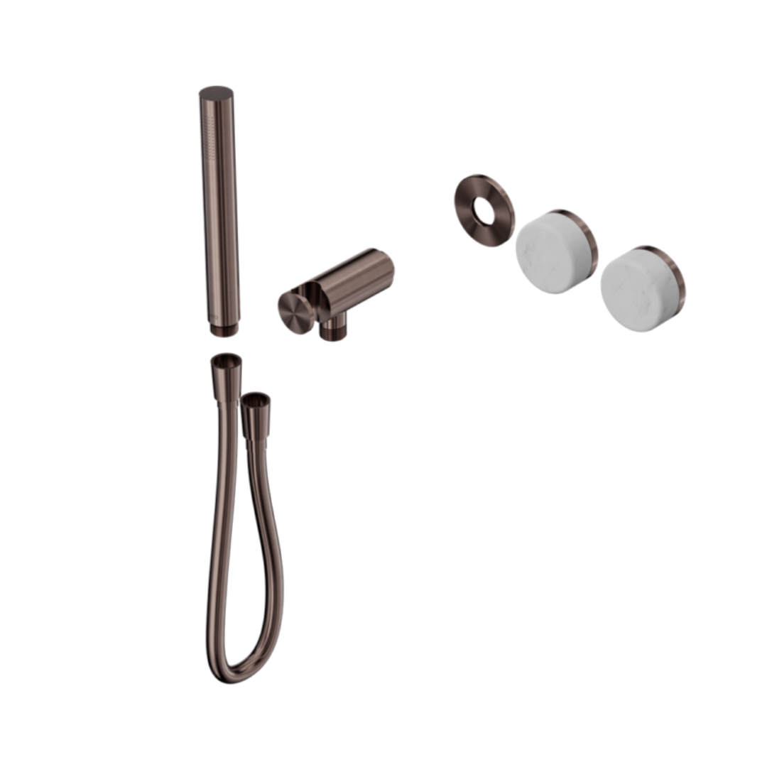 Robinet de douche encastré – Sorrento – Carrara – Douchette à main – Sans plaque arrière – Bronze brossé