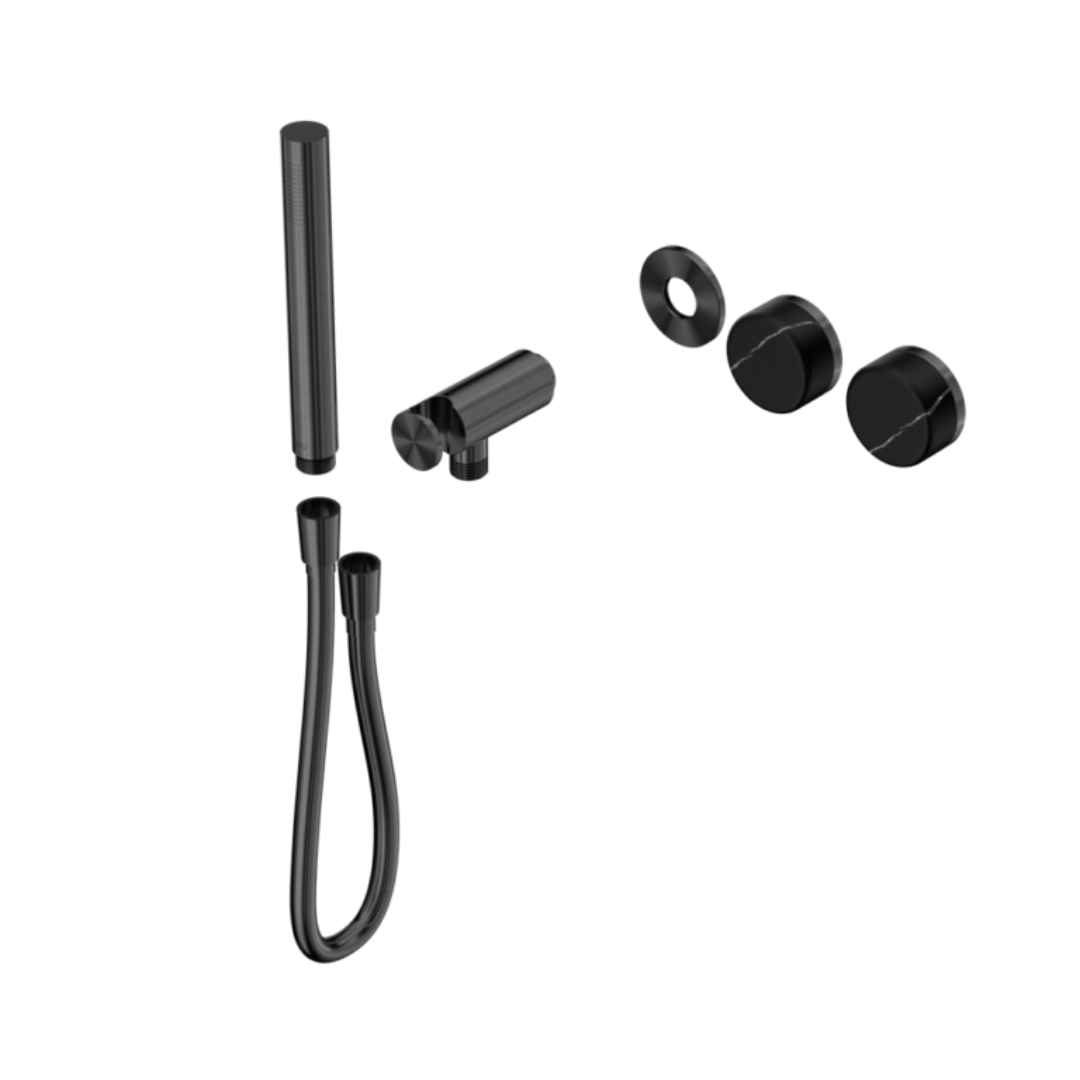 Robinet de douche encastré – Sorrento – Marquina Black – Douche à main – Sans plaque arrière – Gris métal gun