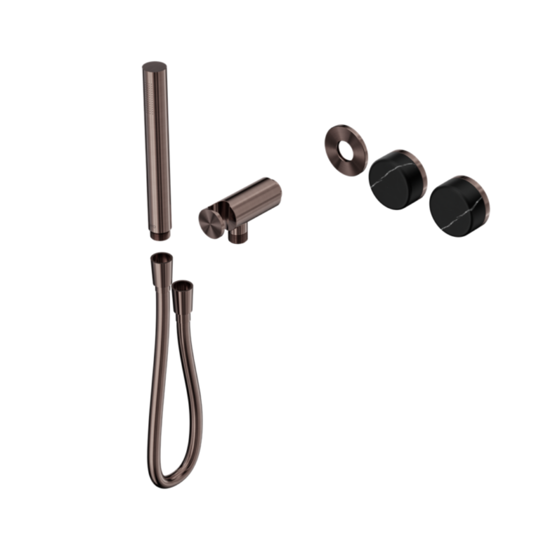 Robinet de douche encastré – Sorrento – Marquina Black – Douche à main – Sans plaque arrière – Bronze brossé