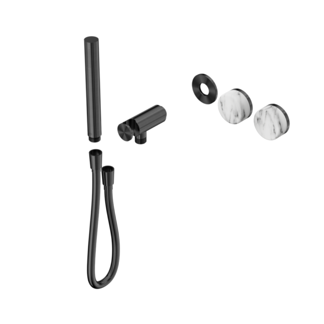 Robinet de douche encastré – Sorrento – Arabescato Corchia – Douche à main – Sans plaque arrière – Gris gun metal