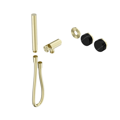 Robinet de douche encastré – Sorrento – Marquina Black – Douche à main – Sans plaque arrière – Or brossé