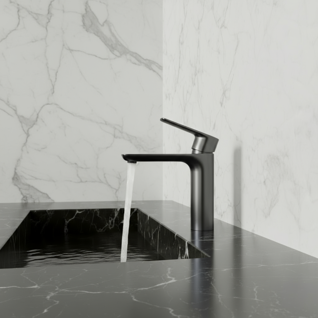 Robinet de baignoire indépendant Lisandro – Sortie d'eau en cascade – Nickel brossé