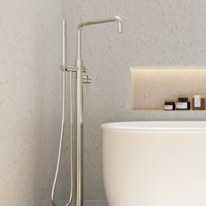 Robinet de baignoire indépendant Capri - Douche à main - Nickel brossé