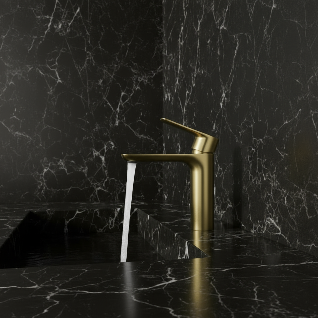 Robinet de baignoire indépendant Lisandro – Sortie d'eau en cascade – Nickel brossé