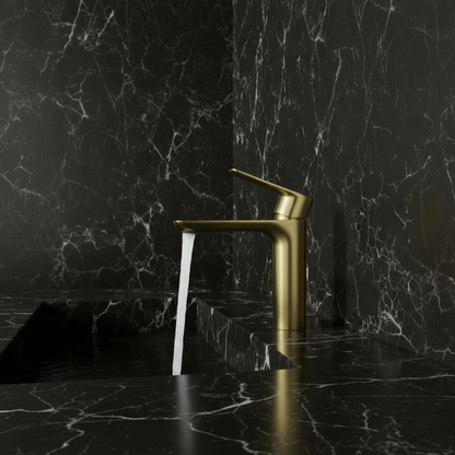 Robinet de baignoire indépendant Lisandro – Sortie d'eau en cascade – Nickel brossé