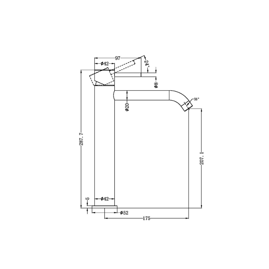 Robinet de lavabo haut Capri - 1 trou - Graphite