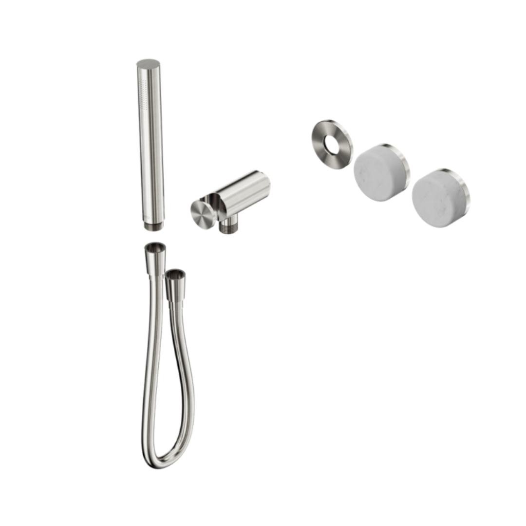 Robinet de douche encastré – Sorrento – Carrara – Douche à main – Sans plaque arrière – Nickel brossé