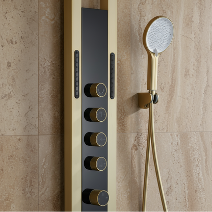 Panneau de douche thermostatique Marcelo – Affichage numérique - Or brossé