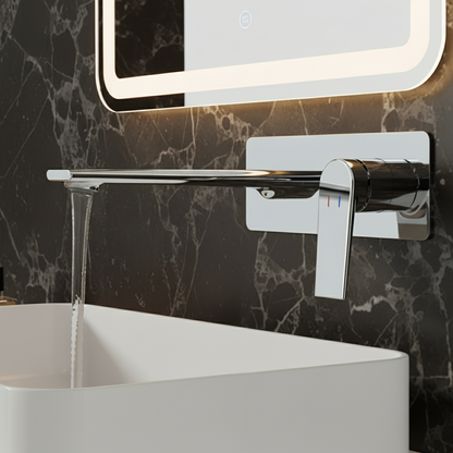 Robinet de baignoire indépendant Lisandro – Sortie d'eau en cascade – Nickel brossé