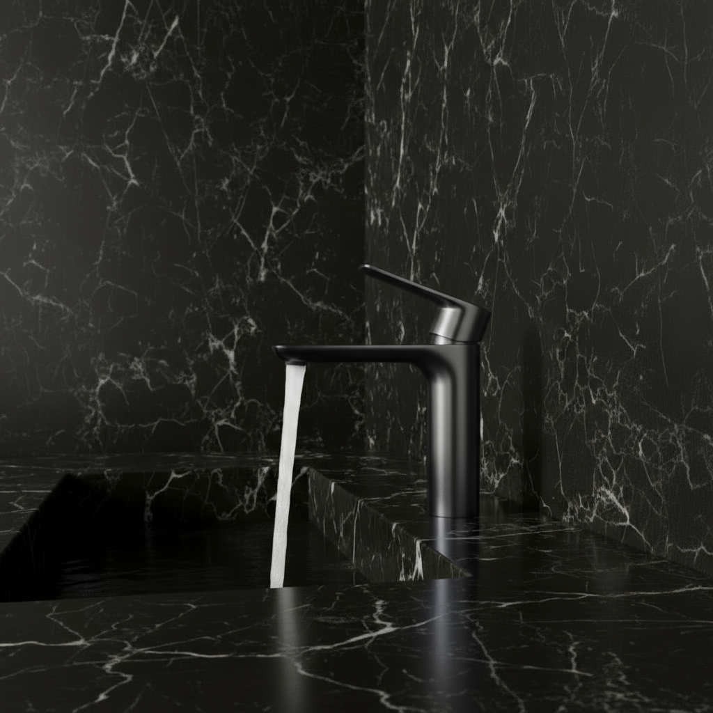 Robinet de baignoire indépendant Lisandro – Sortie d'eau en cascade – Nickel brossé