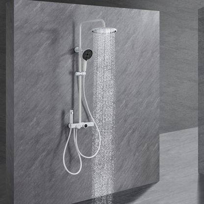 Ensemble de douche à effet pluie avec thermostat – Violetta – Affichage numérique – Blanc