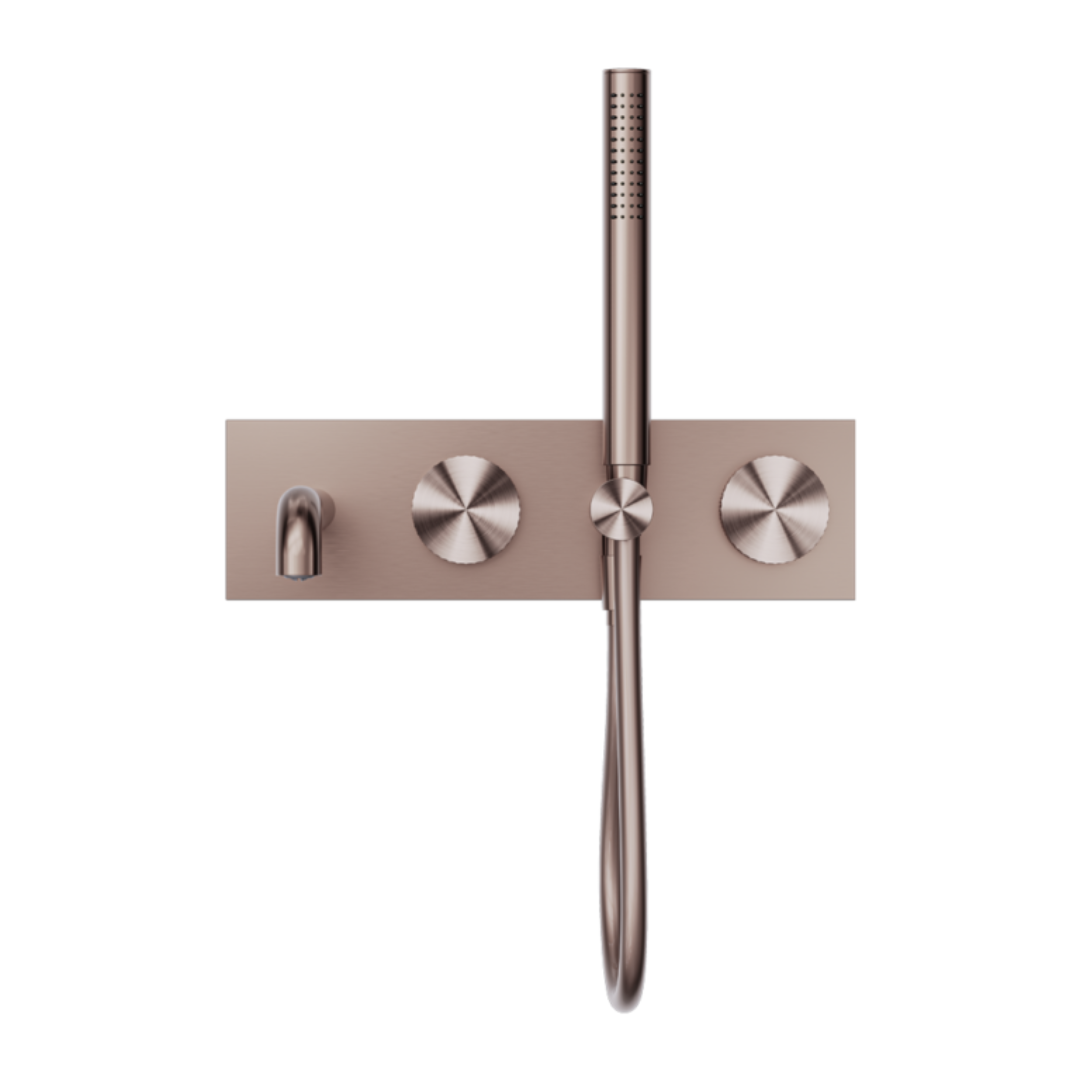 Robinet de bain encastré Valencia - Douche à main et sortie - Bronze brossé