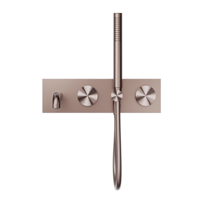 Robinet de bain encastré Valencia - Douche à main et sortie - Bronze brossé