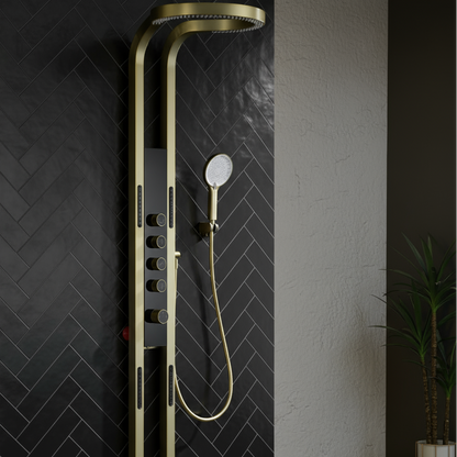 Panneau de douche thermostatique Marcelo – Affichage numérique - Or brossé