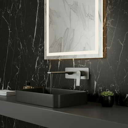 Robinet de baignoire indépendant Lisandro – Sortie d'eau en cascade – Nickel brossé