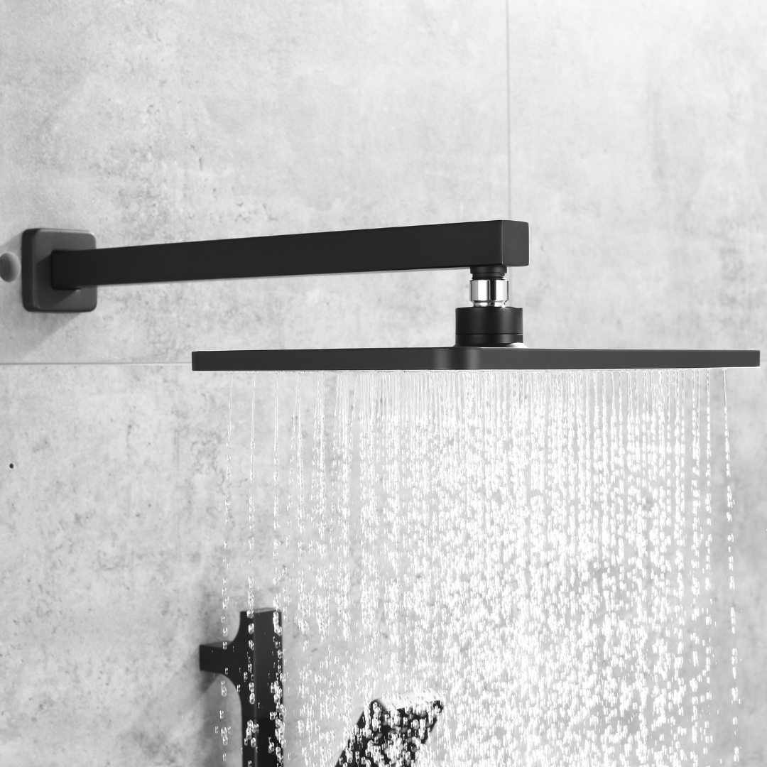 Ensemble de douche à effet pluie encastré - Bruno - Noir