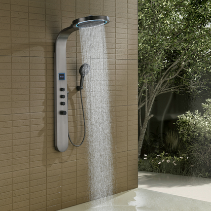 Robinet de baignoire indépendant Lisandro – Sortie d'eau en cascade – Nickel brossé