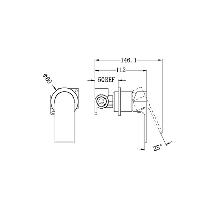 Robinet encastré - Portofino – 60MM - 1-Trou - Nickel brossé