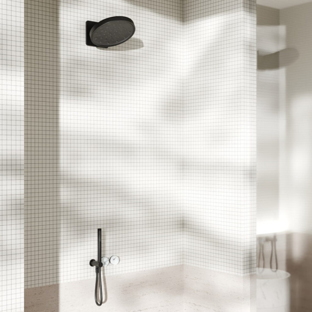 Robinet de douche encastré – Sorrento – Arabescato Corchia – Douche à main – Sans plaque arrière – Gris gun metal