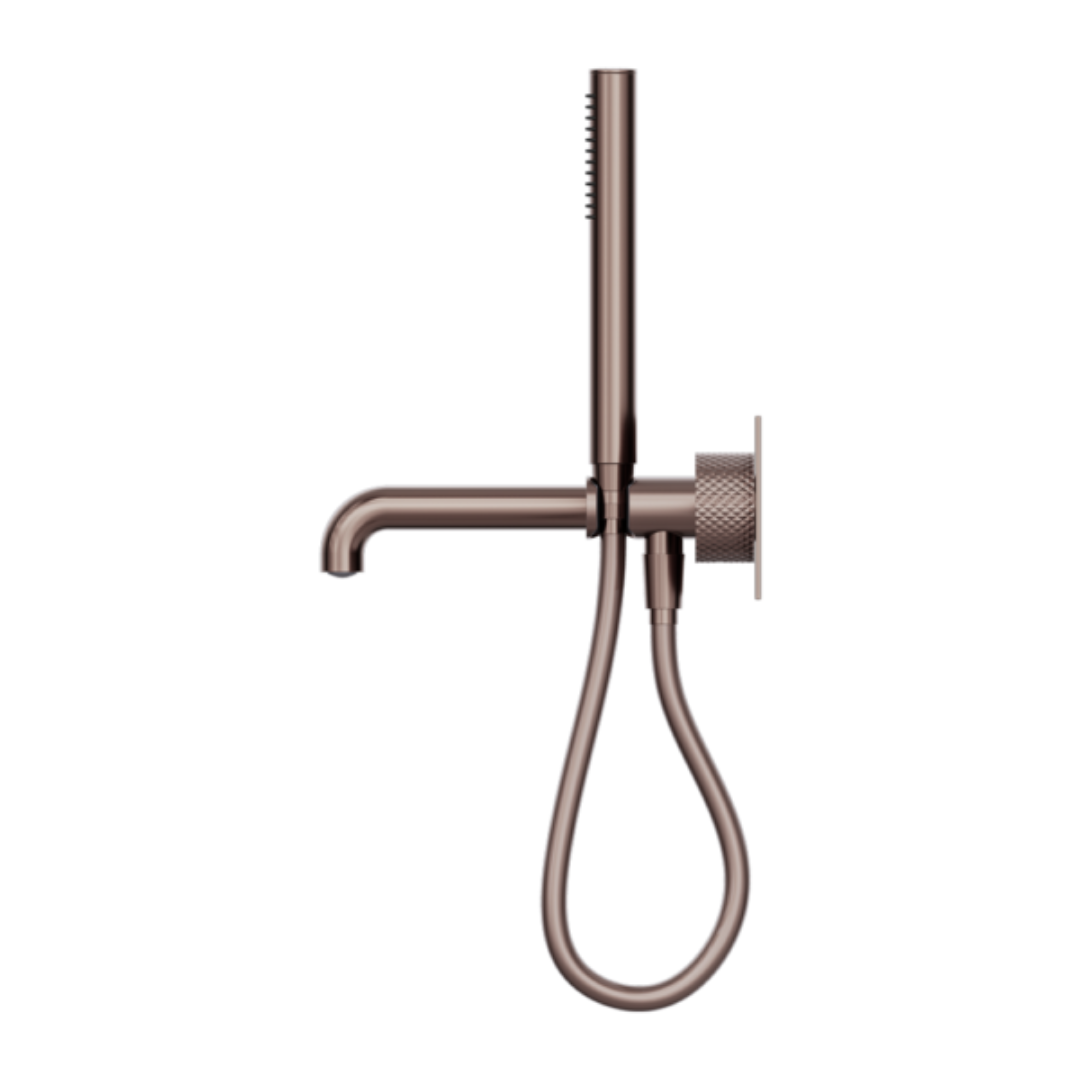 Robinet de bain encastré Valencia - Douche à main et sortie - Bronze brossé