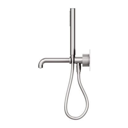 Robinet de bain encastré Valencia - Douche à main et sortie - Nickel brossé