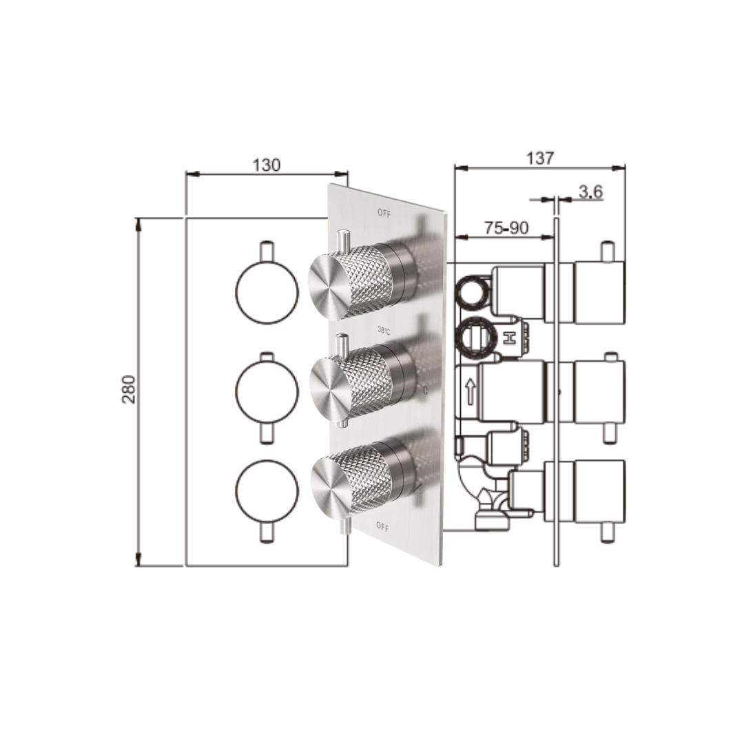 Robinet thermostatique encastré – Valence – Nickel brossé