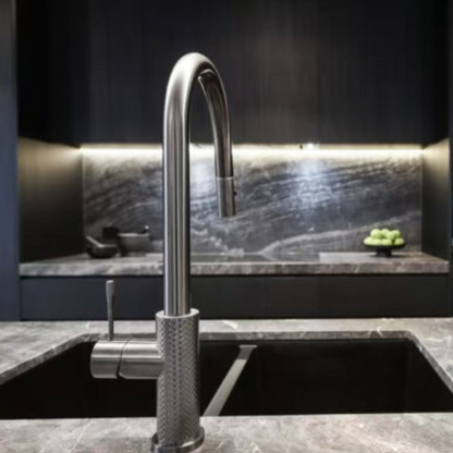 Robinet de cuisine Valencia – Rétractable avec fonction spray – Nickel brossé