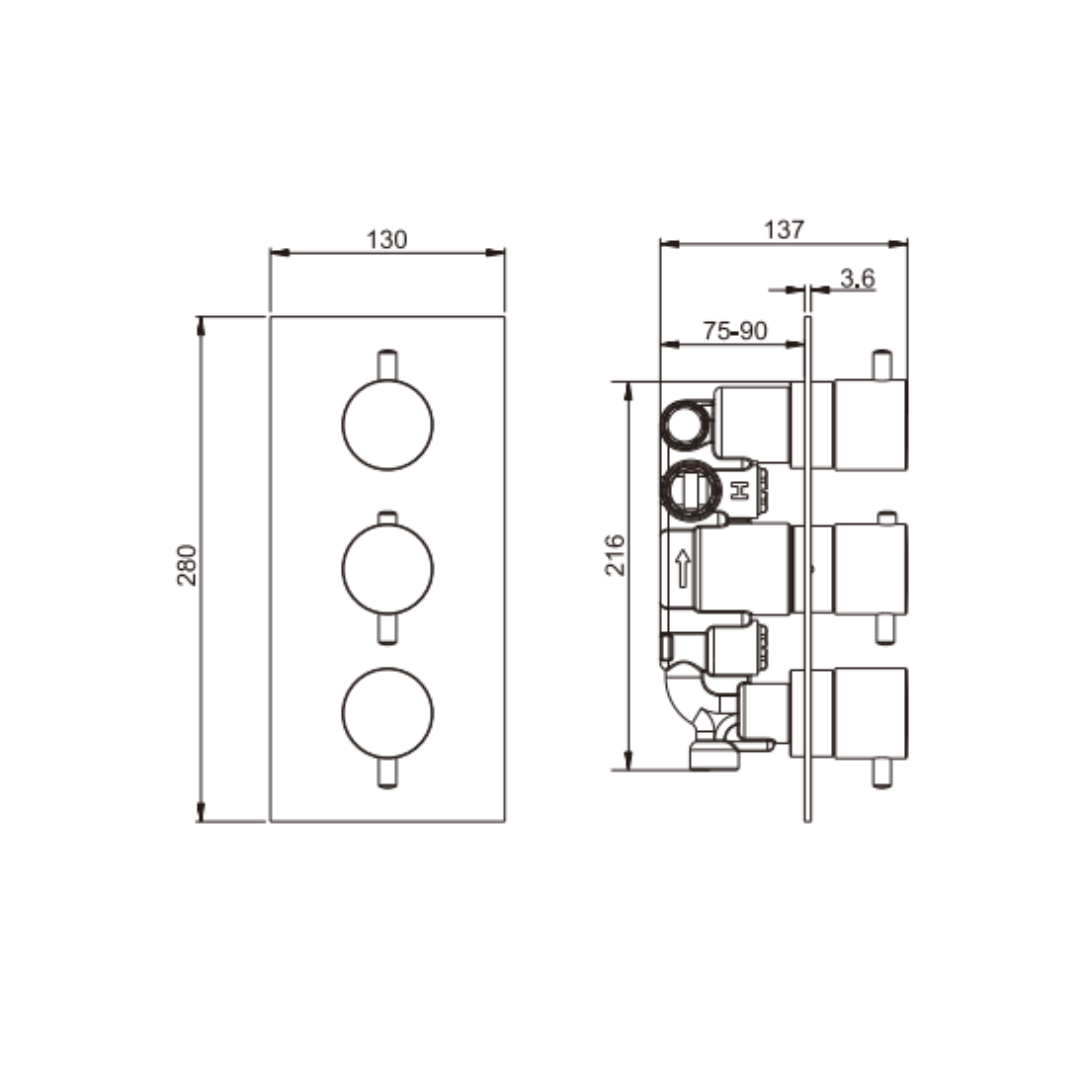 Robinet thermostatique encastré – Valence – Bronze brossé