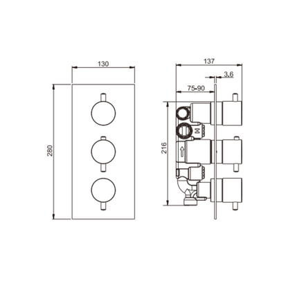 Robinet thermostatique encastré – Valence – Bronze brossé