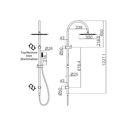Buitendoucheset Capri – Avec robinet mélangeur – Douche pluie & Douche à main - Bronze brossé