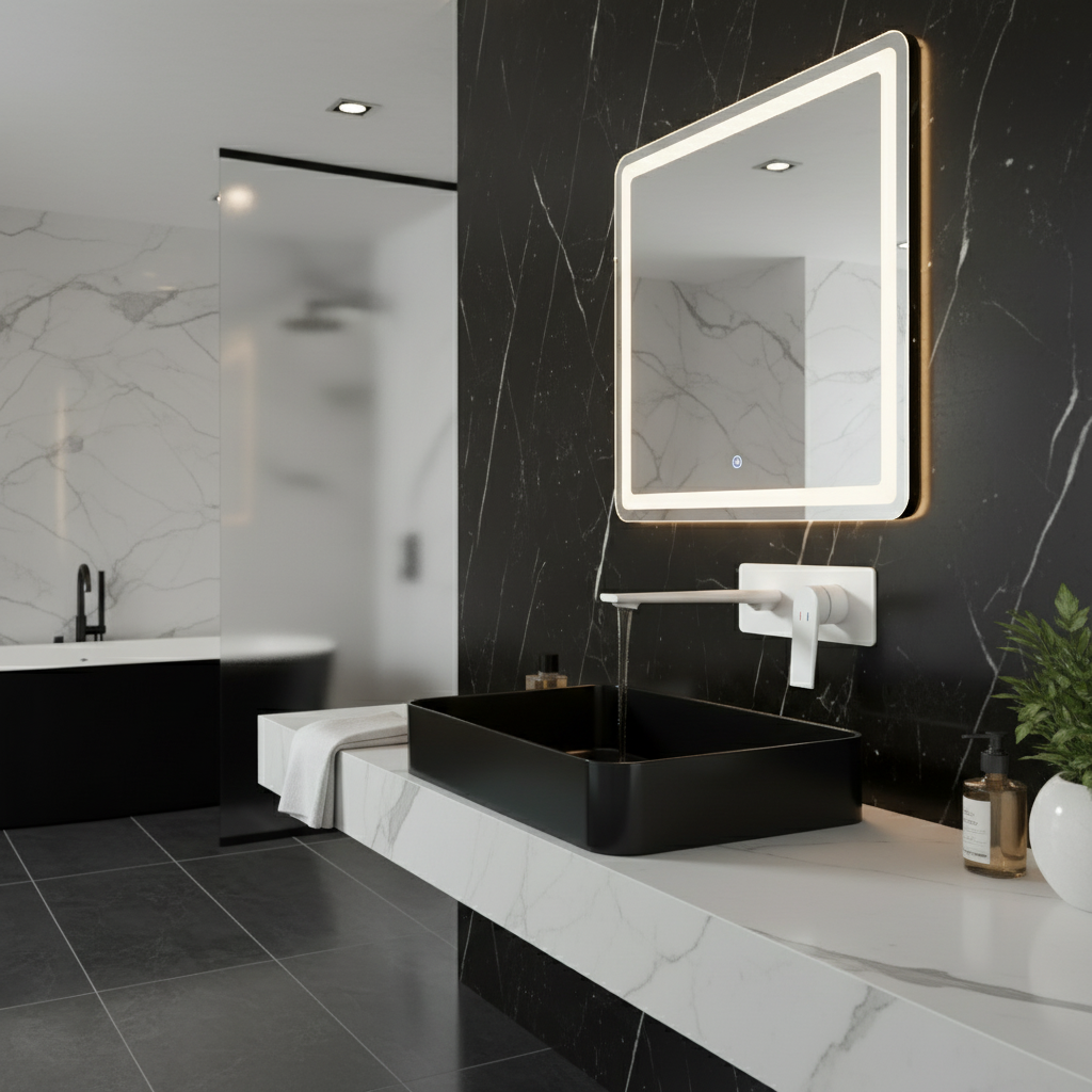 Robinet de baignoire indépendant Lisandro – Sortie d'eau en cascade – Nickel brossé