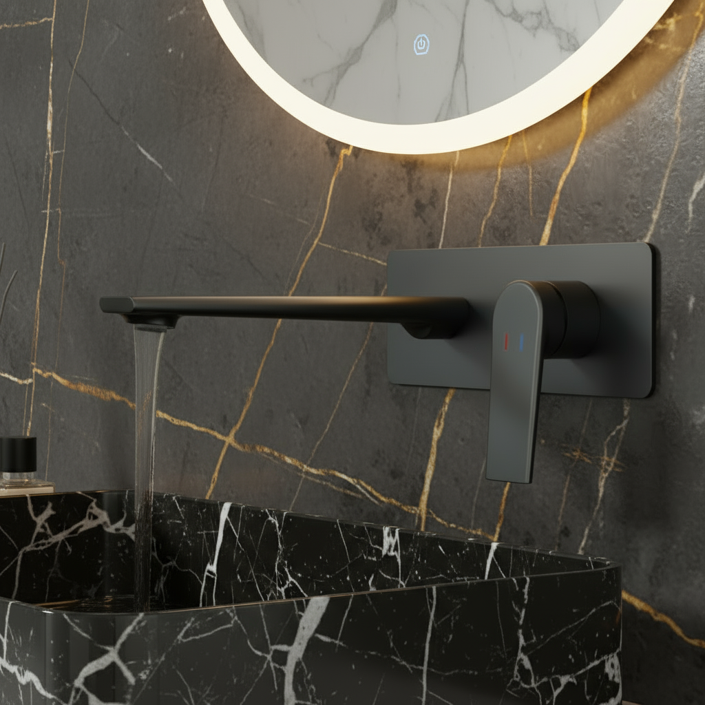 Robinet de baignoire indépendant Lisandro – Sortie d'eau en cascade – Nickel brossé