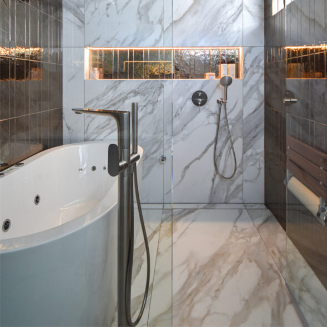 Robinet de baignoire indépendant Portofino - Douche à main - Nickel brossé