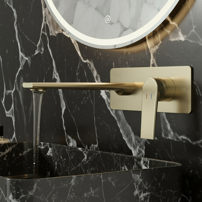 Robinet de baignoire indépendant Lisandro – Sortie d'eau en cascade – Nickel brossé