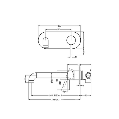 Robinet de lavabo encastré Capri – Graphite