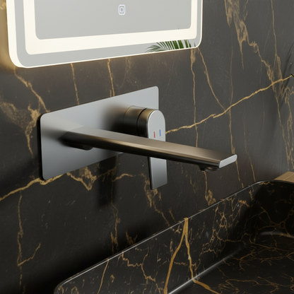 Robinet de baignoire indépendant Lisandro – Sortie d'eau en cascade – Nickel brossé